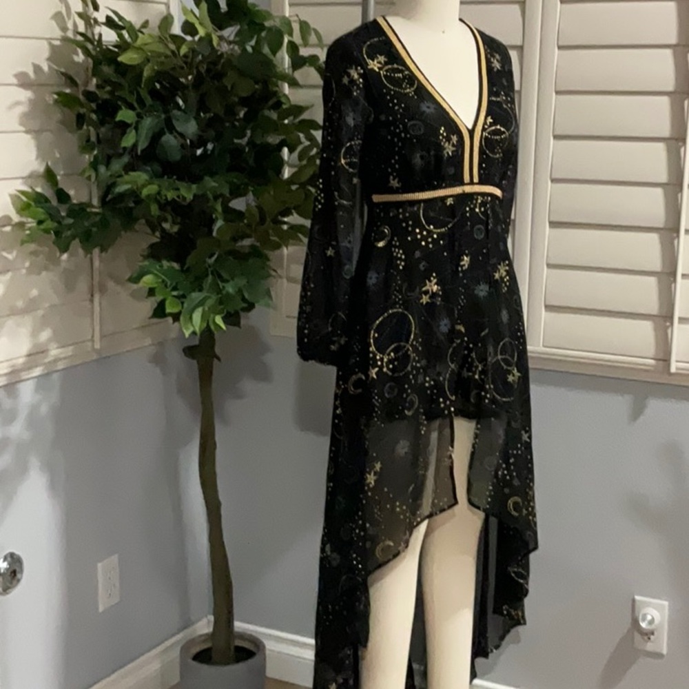 Star Wars Black Galactic Romper with Skirt, Black and Gold Size Medium, Geeky